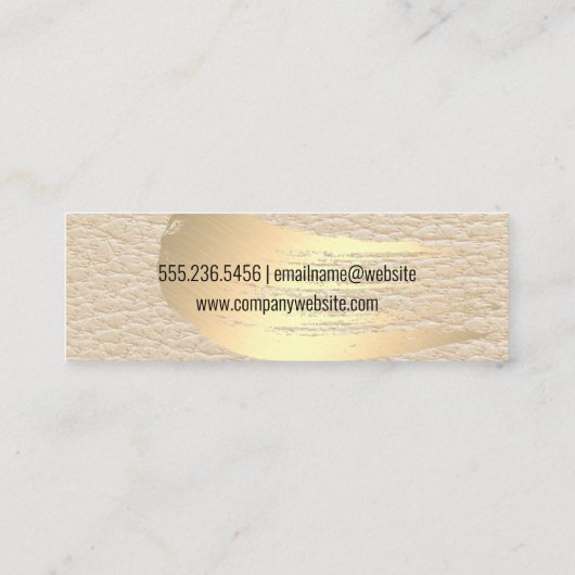 シックな金ゴールドブラシストローク | シックなレザーの背景 スキニー名刺 (裏面)