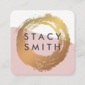 シックな金ゴールドブラシモダン付きカラーブロック スクエア名刺 (正面)