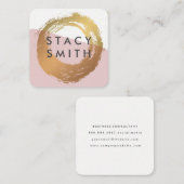 シックな金ゴールドブラシモダン付きカラーブロック スクエア名刺 (正面/裏面)