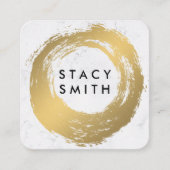 シックな金ゴールドブラシ |大理石 スクエア名刺 (正面)