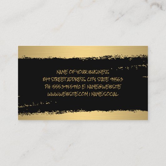 シックな金ゴールドブラックのブラシ仕上げテクスチャストローク 名刺 (裏面)