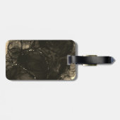 シックな金ゴールドブラックドリッピンググリッターモノグラム ラゲッジタグ (裏面横)