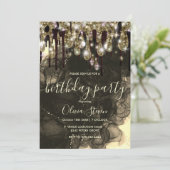 シックな金ゴールドブラックドリッピンググリッターモノグラム 招待状 (スタンド正面)