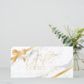 シックな金ゴールドホイルのリボン大理石のロゴギフト証明書 (スタンド正面)