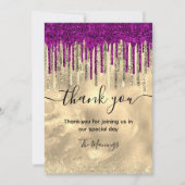 シックな金ゴールドホットピンクパープルグリッターがドリッ感謝していプする カード (正面)
