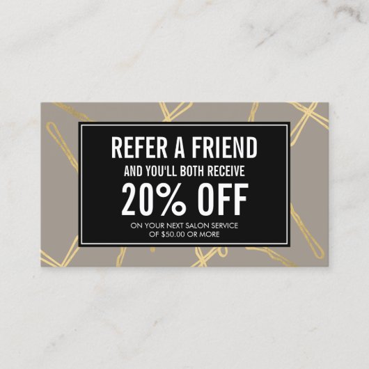 シックな金ゴールドボビーピンヘアサロングレー紹介カード 紹介カード (正面)