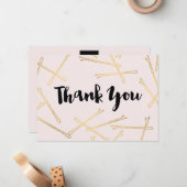 シックな金ゴールドボビーピンヘアサロンピンクサンキュー ノートカード (正面/裏面インサイチュ)