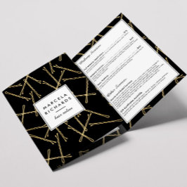 シックな金ゴールドボビーピンヘアサロンブラックパンフレット 三つ折りカード