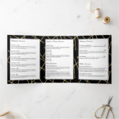 シックな金ゴールドボビーピンヘアサロンブラックパンフレット 三つ折りカード (内部)