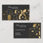 シックな金ゴールドマンガドッグズペットシッター | ドッグウォーカー 名刺 (正面/裏面)