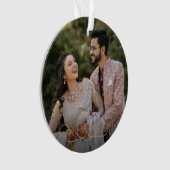 シックな金ゴールドミセス・結婚モノグラム写真 オーナメント (正面)