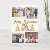 シックな金ゴールドメリークリスマスツリーフォトコラージュ シーズンカード (正面)
