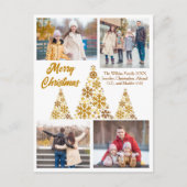 シックな金ゴールドメリークリスマスツリーフォトコラージュ シーズンポストカード (正面)