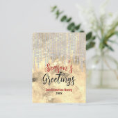 シックな金ゴールドラインストーンはクリスマスの新年をドリップ ポストカード (スタンド正面)