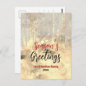 シックな金ゴールドラインストーンはクリスマスの新年をドリップ ポストカード (正面/裏面)