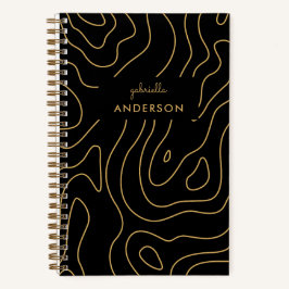 シックな金ゴールドライントポグラフィとスクリプト名モノグラム ノートブック