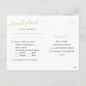 シックな金ゴールドワールドマップとハートRSVPポストカード シーズンポストカード (裏面)