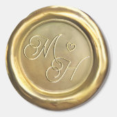 シックな金ゴールドヴィンテージイニシャルカスタムウェディングの好意 ラウンドシール (正面)