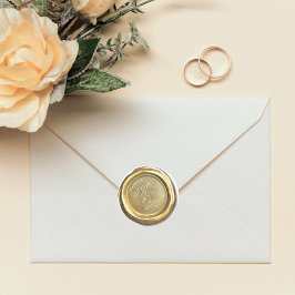 シックな金ゴールドヴィンテージイニシャルカスタムウェディングの好意 ラウンドシール