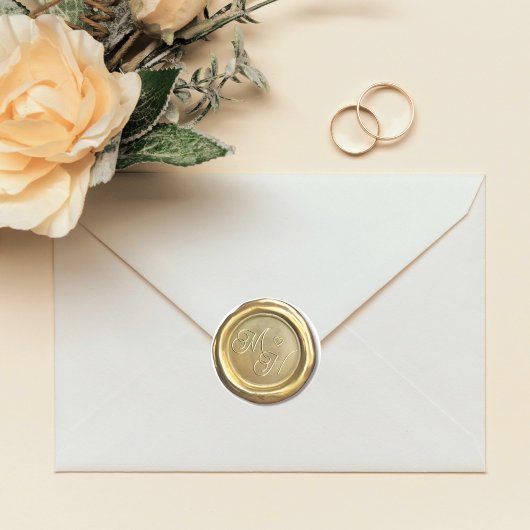 シックな金ゴールドヴィンテージイニシャルカスタムウェディングの好意 ラウンドシール