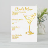 シックな金ゴールド入りドリンクパーティーバーメニュー 箔シーズンカード (立ち正面)