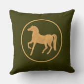 シックな金ゴールド効果の馬のダークモッシーグリーン クッション (裏面)