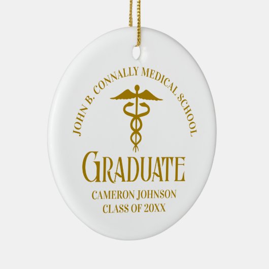 シックな金ゴールド医学校卒業クリスマス セラミックオーナメント (右)