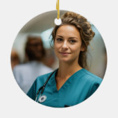 シックな金ゴールド医学校卒業クリスマス セラミックオーナメント (裏面)