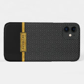 シックな金ゴールド名と黒いギリシャ語鍵パターン Case-Mate iPhoneケース (裏面(横))