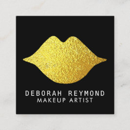 シックな金ゴールド唇の黒い美しいメイクアップ スクエア名刺