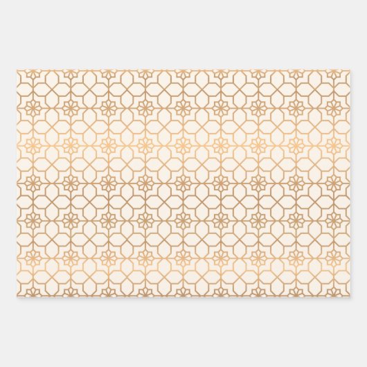 シックな金ゴールド幾何学的アラビアイスラム ラッピングペーパーシート (正面2)