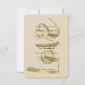 シックな金ゴールド愛は患者結婚の 招待状 (正面)