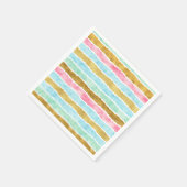 シックな金ゴールド水色のストライプ スタンダードカクテルナプキン (角)