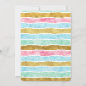 シックな金ゴールド水色のストライプ 招待状 (裏面)