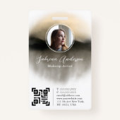 シックな金ゴールド水色抽象芸術スクリプトフォトロゴ バッジ (正面)