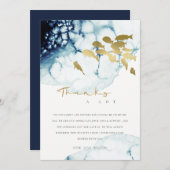 シックな金ゴールド海軍の水中魚の赤ちゃんシャワー サンキューカード (正面/裏面)