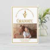 シックな金ゴールド獣医学校の写真卒業 案内状 (スタンド正面)
