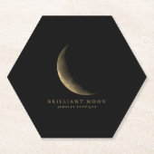 シックな金ゴールド神秘的なムーンフェイズブラック ペーパーコースター (正面)