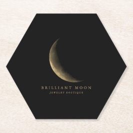 シックな金ゴールド神秘的なムーンフェイズブラック ペーパーコースター