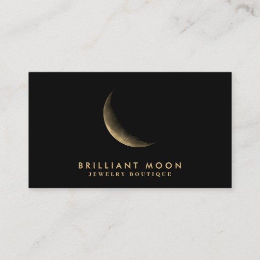 シックな金ゴールド神秘的なムーンフェイズブラック 名刺 (正面)