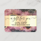 シックな金ゴールド紙吹雪、ブルゴーニュ大理石金ゴールド 割引カード (正面)