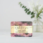 シックな金ゴールド紙吹雪、ブルゴーニュ大理石金ゴールド 割引カード (スタンド正面)