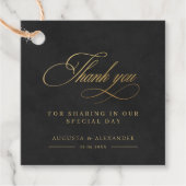 シックな金ゴールド結婚イミテーションのメッセージカード フェイバータグ (正面)