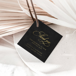 シックな金ゴールド結婚イミテーションのメッセージカード フェイバータグ