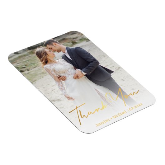 シックな金ゴールド結婚手書き写感謝してい真あなた マグネット (右側)