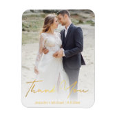 シックな金ゴールド結婚手書き写感謝してい真あなた マグネット (縦)