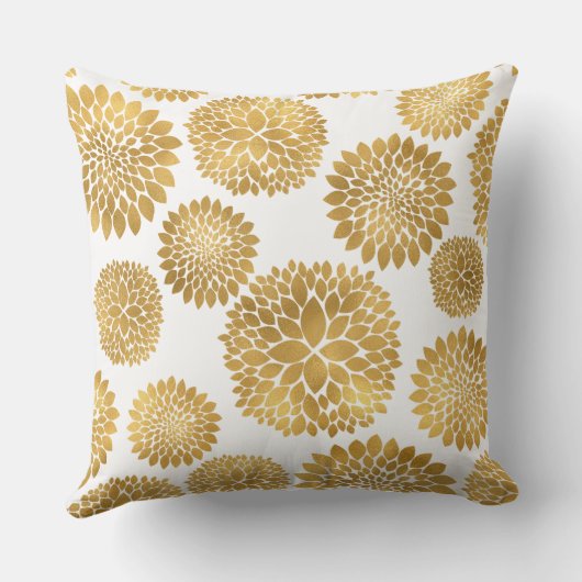 シックな金ゴールド花の幸福は選択である クッション (裏面)