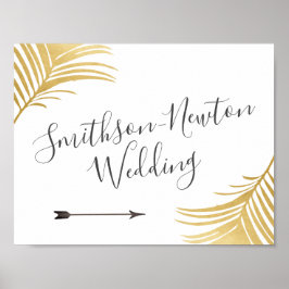 シックな金ゴールド葉パーム矢印の方向記号 ポスター