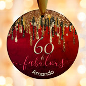 シックな金ゴールド赤い黒いグリッターは任意の年齢の誕生日を乾燥 セラミックオーナメント