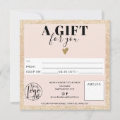 シックな金ゴールド赤面ピンクスクウェアのギフト証明書のロゴ (正面)